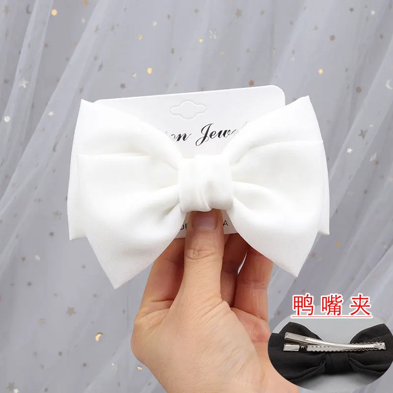 

Cute Girl Fashion Bow Hairpin Girl Wild Pure Color Fabric Spring Clip Duckbill Clip Child Safety Fashion Hair Accessories