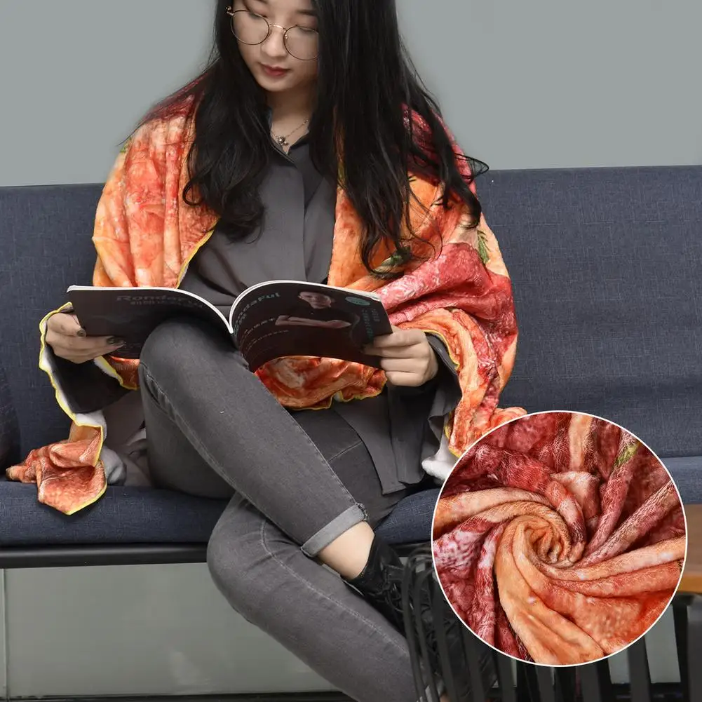 Одеяло для пиццы осенне-зимнее фланелевое одеяло креативное круглое мягкое