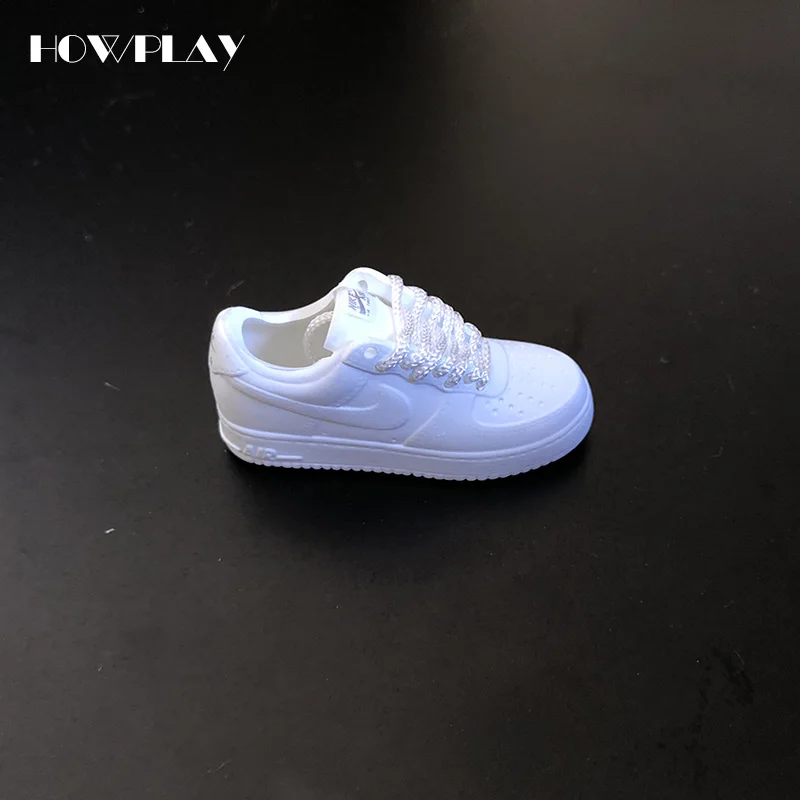 single-air-force Howplay Mini Sneakers Basketball Shoes Keychain 3D Backpack Pendant Bag Charm AJ1 OW Creative Gifts Keyring for1/6 Soldier Doll - Цвет: single-air-force