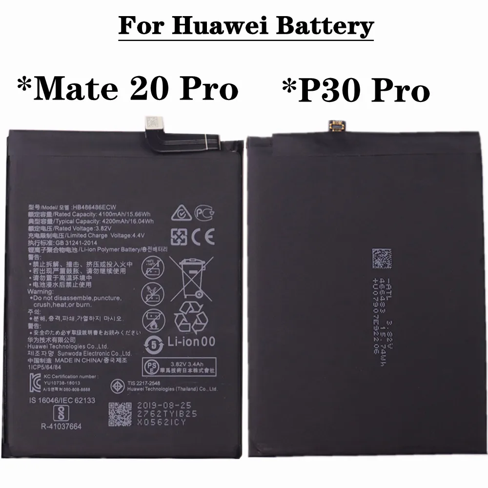 

HB486486ECW Аккумулятор для телефона Huawei P30 Pro Mate 20 Pro аккумулятор 4200 мАч высококачественные сменные батареи батарея