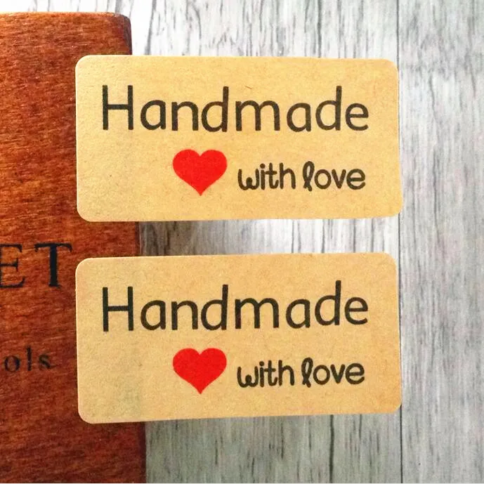 1200 шт./лот крафт-бумага &quotручная работа с любовью&quot Печать Клейкая печать