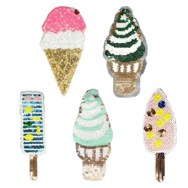 Нашивки с блестками для мороженого одежда детей нашивки вышитой аппликацией из