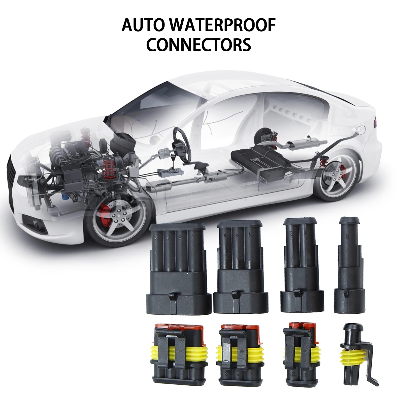 

FURONGHUA 254 Pcs Hidden Waterproof Connector Plug Terminal IP6 Wire Automobile Wire 1/2/3/4 Pin Sealing