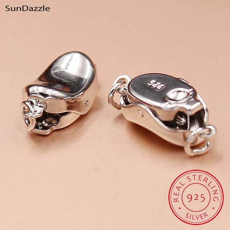 Подлинное Настоящее чистое Твердое Серебро 925 пробы Пряжка фасоль застежка