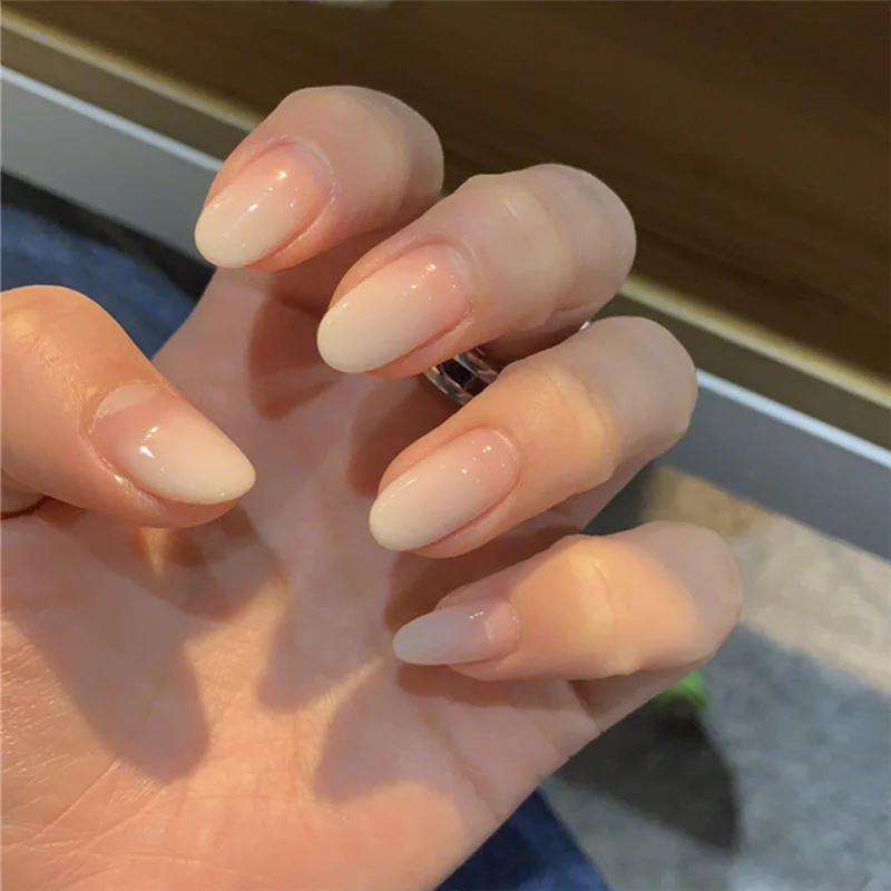 24 шт./компл. белый градиент накладные ногти простая средней длины с круглым