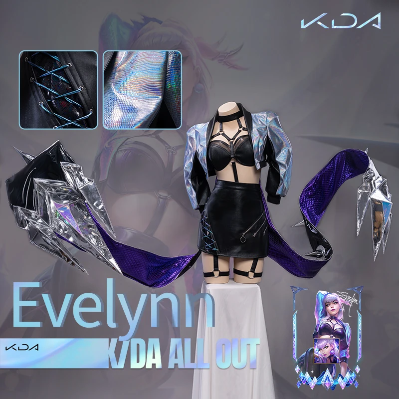 

Uwowo Game LOL K/DA All Out Evelynn Cosplay Costume League of Legends Cosplay Agony's Embrace Sexy Jacket Costumes