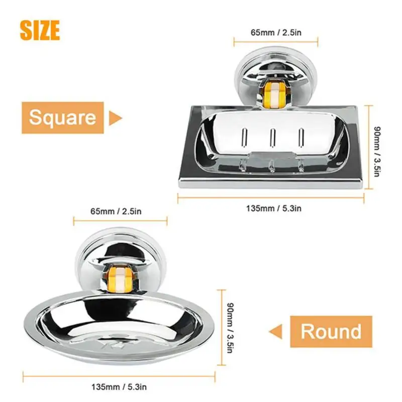 

Suction Cup Wall Mounted Soap Dish Steel Soap Holder Soap Basket Sucker Shower Soap Holder Bathroom Accessories
