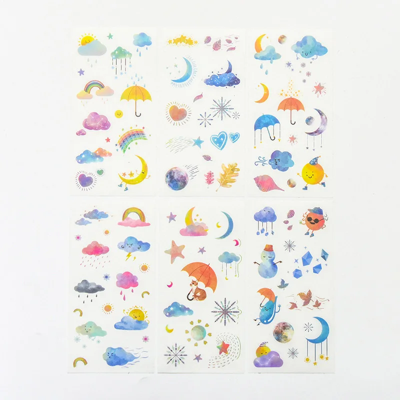 

6 pcs Sheets/set Stickers for Children Girls Boys Notebook DIY Decoration Stickers Toy Unicorn Cartoon Fashion Butterfly Sticker