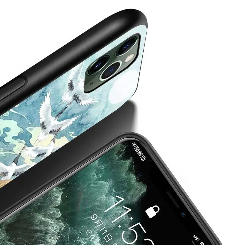 

Japanese Art For iPhone 12 Pro Max Mini 11 Pro XS Max X XR 6S 6 7 8 Plus 5S Bright Black Phone Case