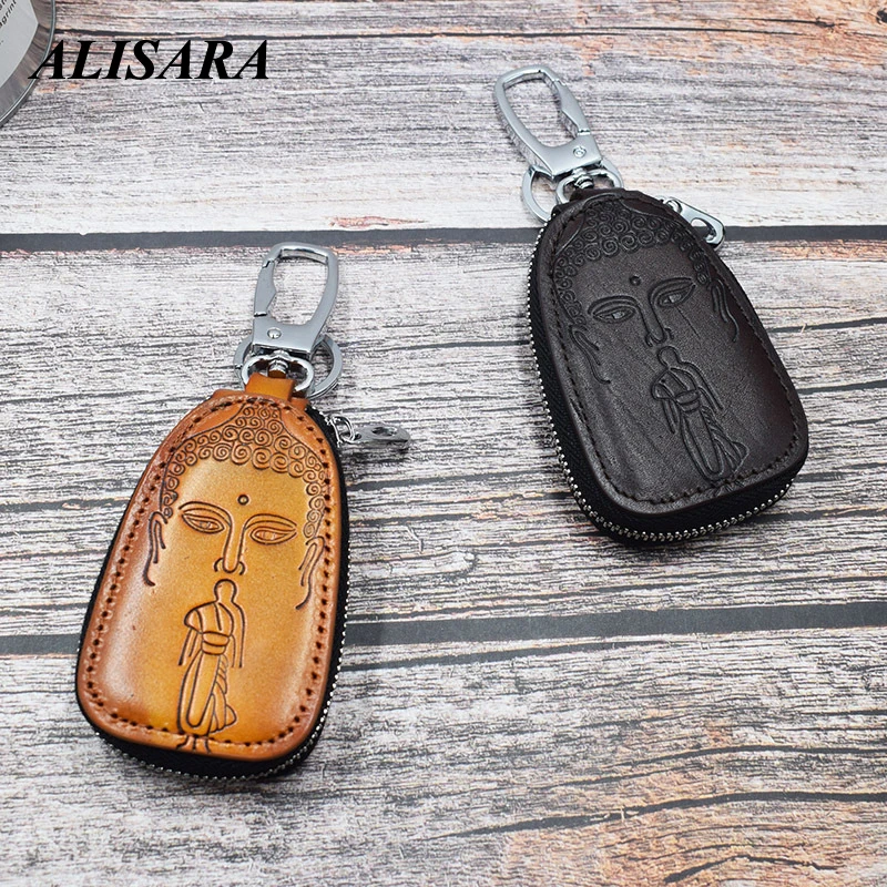 Кожаный бумажник для ключей автомобиля мужчин художественный индивидуальный