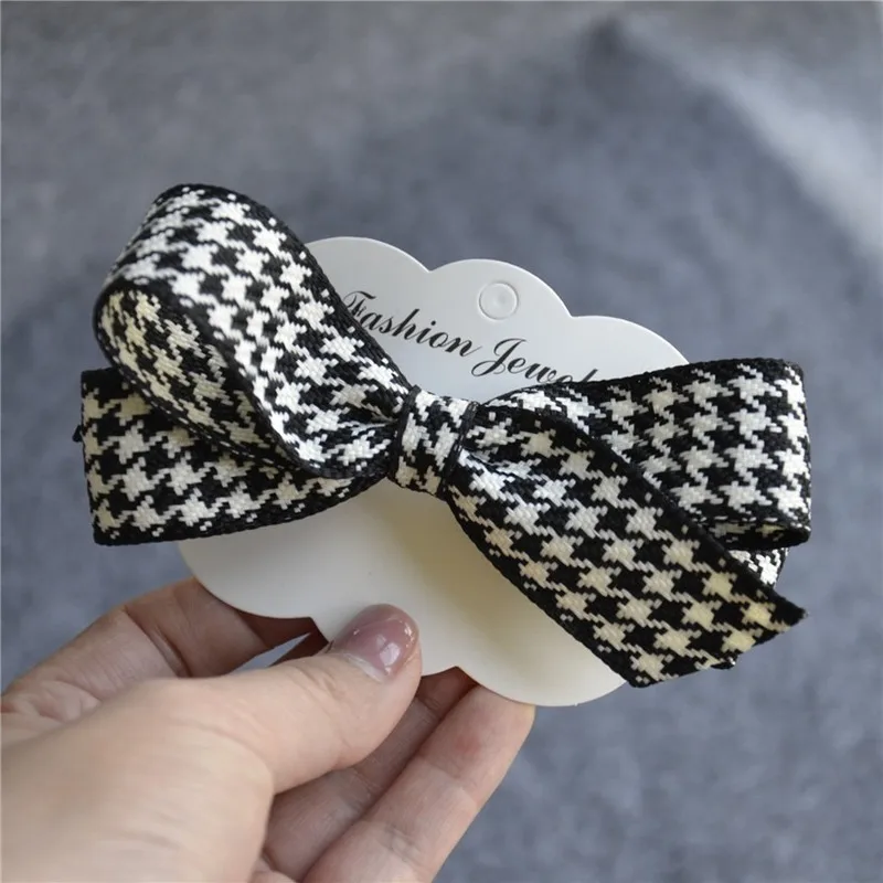 

Black and white houndstooth multi-layer bow tie ball hair clip top clip bangs clip side clip ponytail clip hair accessories