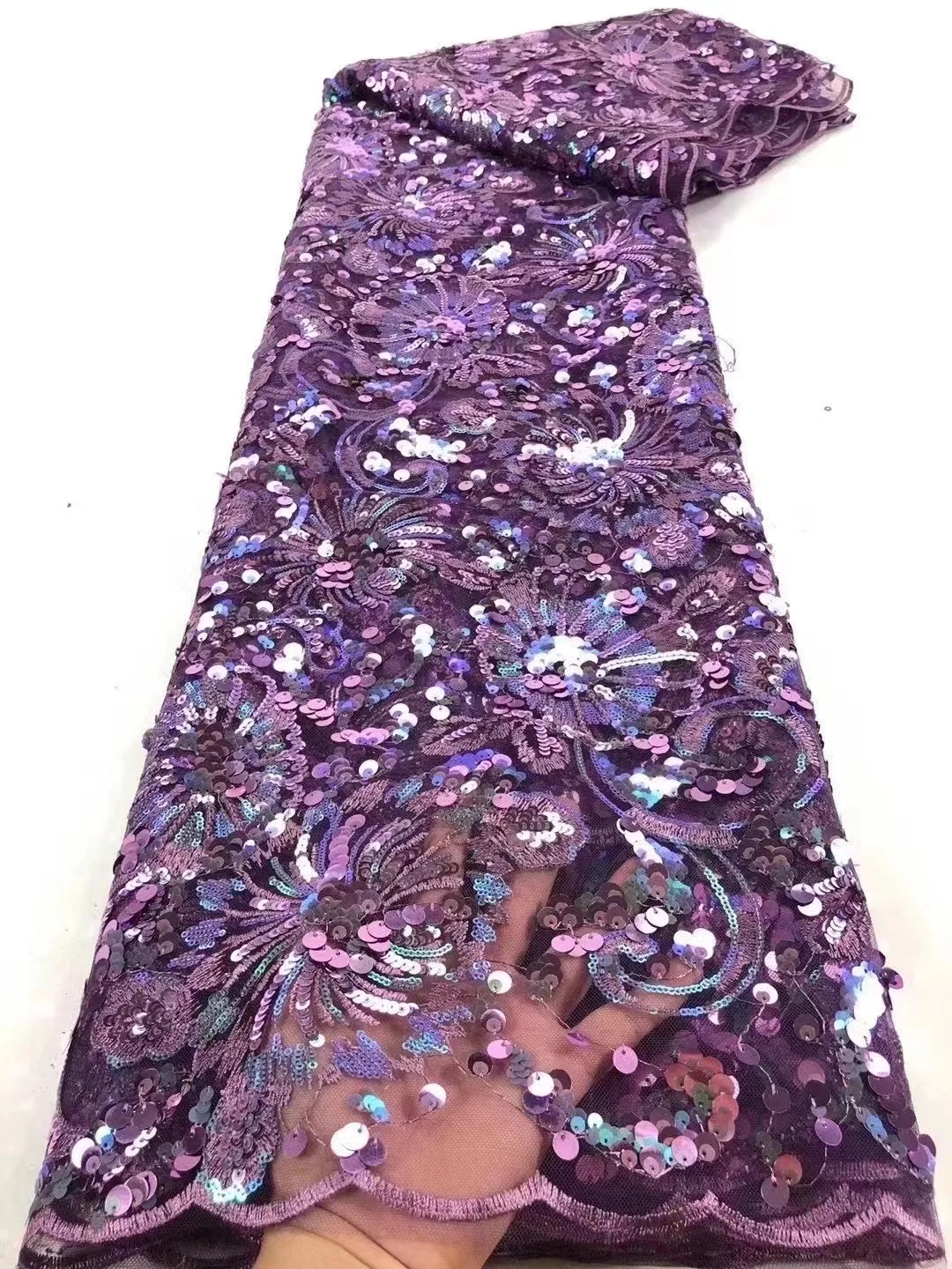 

Latest Nigerian Sequins Hand Make Luxury Lace 2022 African High Quality Voile Material French Tulle For Wedding Dress Fabric