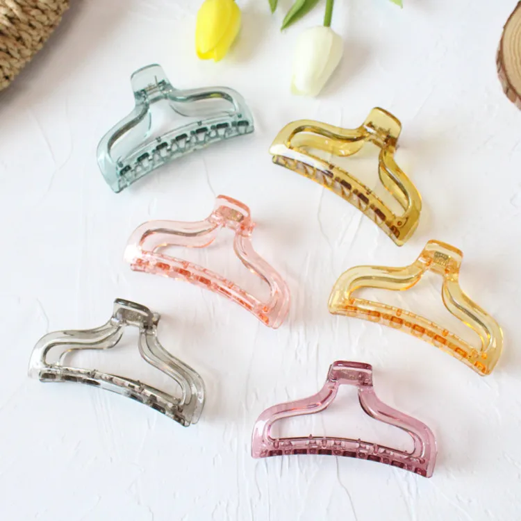 Transparent Hair Claw Resin Crab Geometric Hollow Claws Clamps Clip Large Size Women Accessories Hairpin |