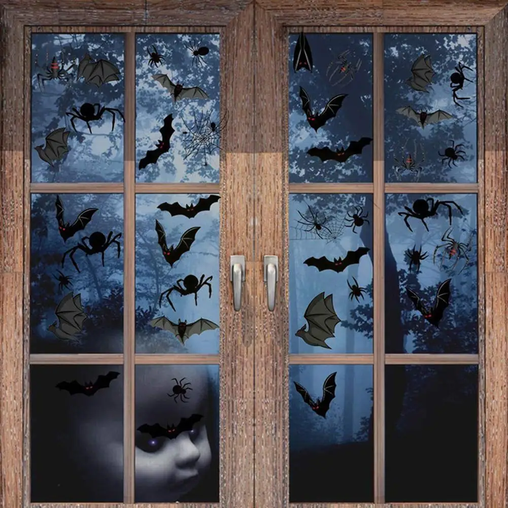 Новинка статическая Наклейка на окно Хэллоуин дом с привидениями летучая мышь