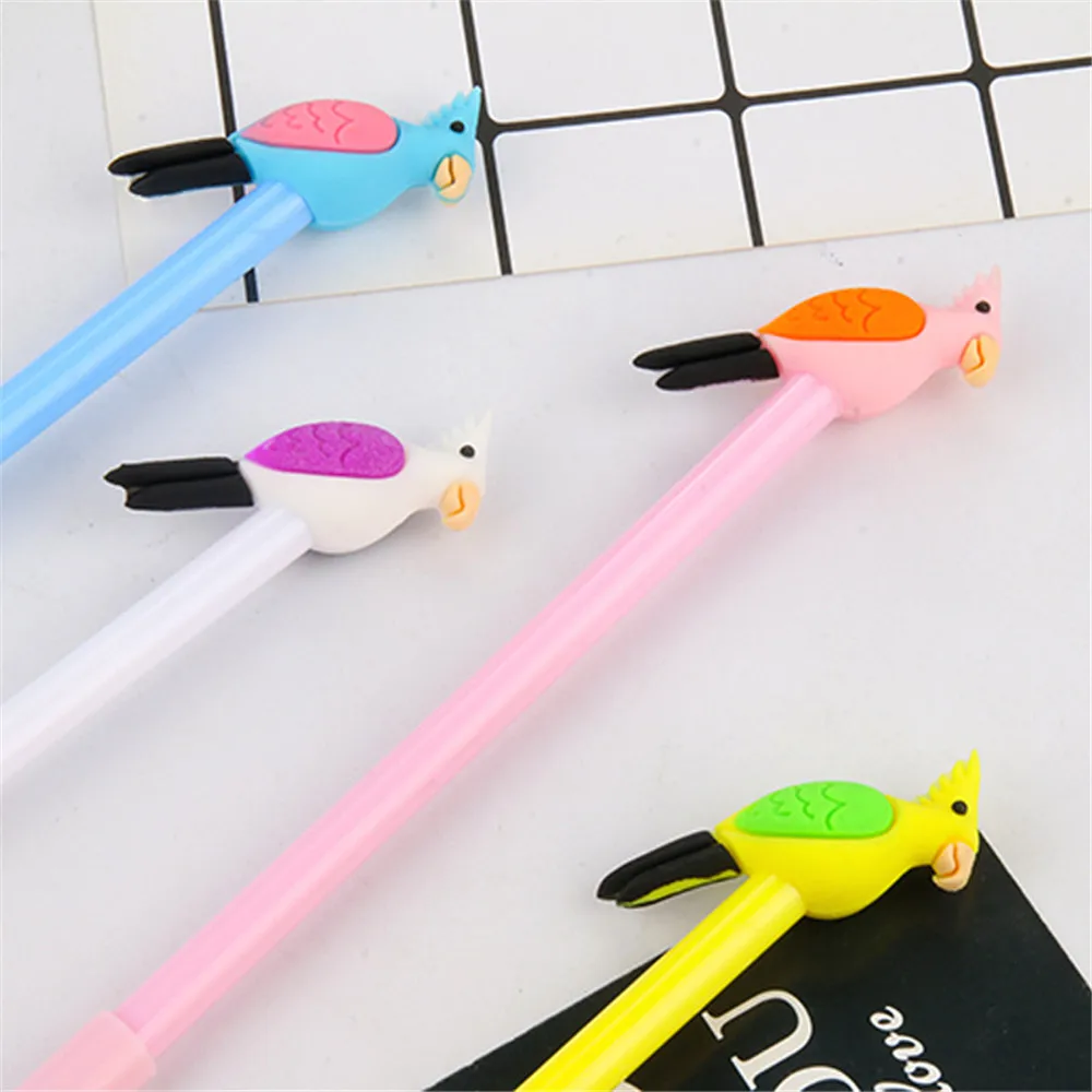 2 шт./лот креативная цветная черная чернильная ручка с изображением попугая