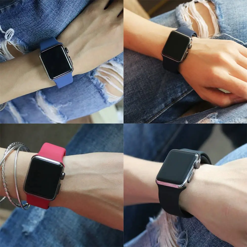 

Silicone Strap For Apple Watch 3 band 38mm 42 mm iwatch series SE 5 4 smartwatch Sport bracelet Apple watch 6 band 44mm 40mm