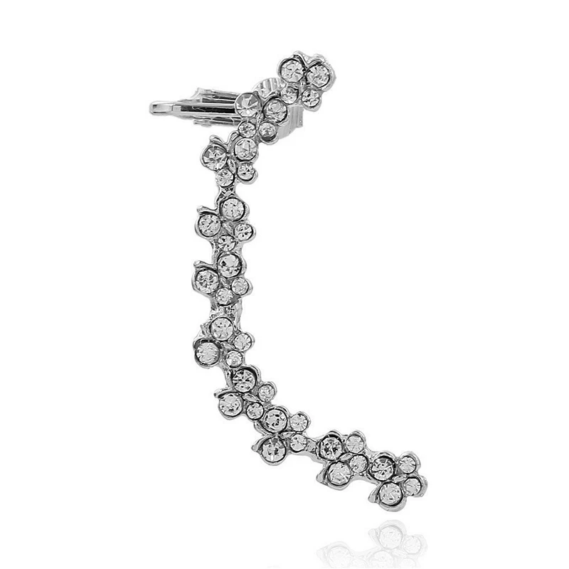 

Trendy Moon Rhinestone Gold Color Clip Earrings For Women Luxury Crystal Cuff Earrings Piercing Ear Stud Fashion Jewelry 1pcs