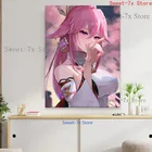 Аниме игра Genshin Impact Yae Miko Картина на холсте искусство скандинавские плакаты и принты настенные картины для гостиной Декор без рамки