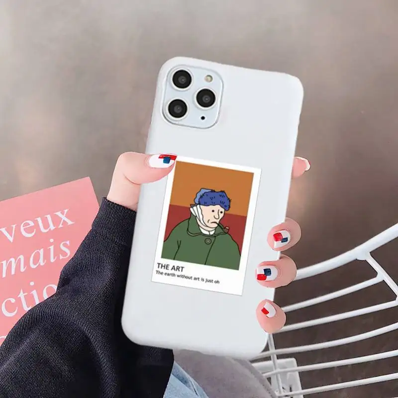 

interesting Oil painting card vintage art Phone Case Candy Color for iPhone 6 7 8 11 12 s mini pro X XS XR MAX Plus