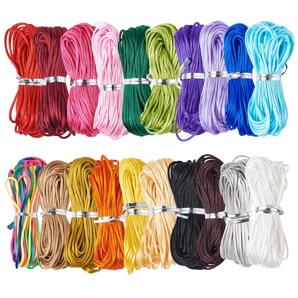 

200yards/set 20colors Nylon Thread Chinese Knot Macrame Rattail Cord 1mm For Jewelry Making Braided Bracelet Necklace Supplies