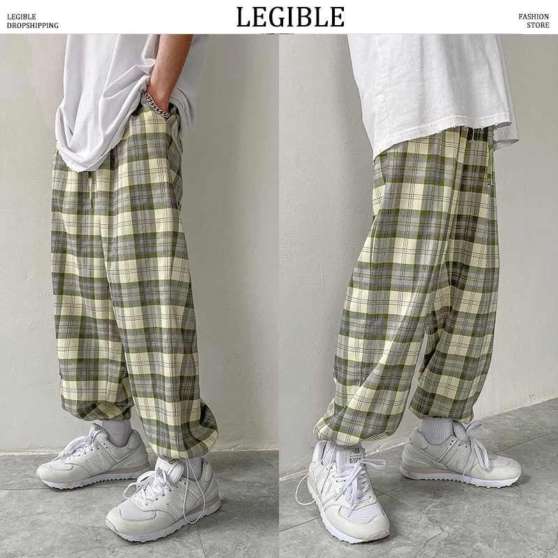 Разборные корейские мужские клетчатые шаровары 2020 повседневные брюки большого