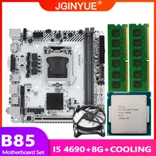 JGINYUE B85 Motherboard LGA 1150 Set Kit with Cooling FAN Intel Core I5-4690 CPU DDR3 8GB 2*4G RAM Mini Plate B85I-PLUS