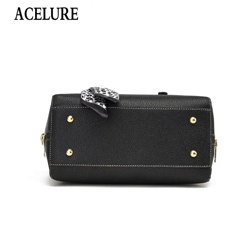 

Bowknot Decor Solid PU Leather Shoulder Bags for Women Fashion Messenger Bags Elegant Ladies Casual Shopping Handbags Purse