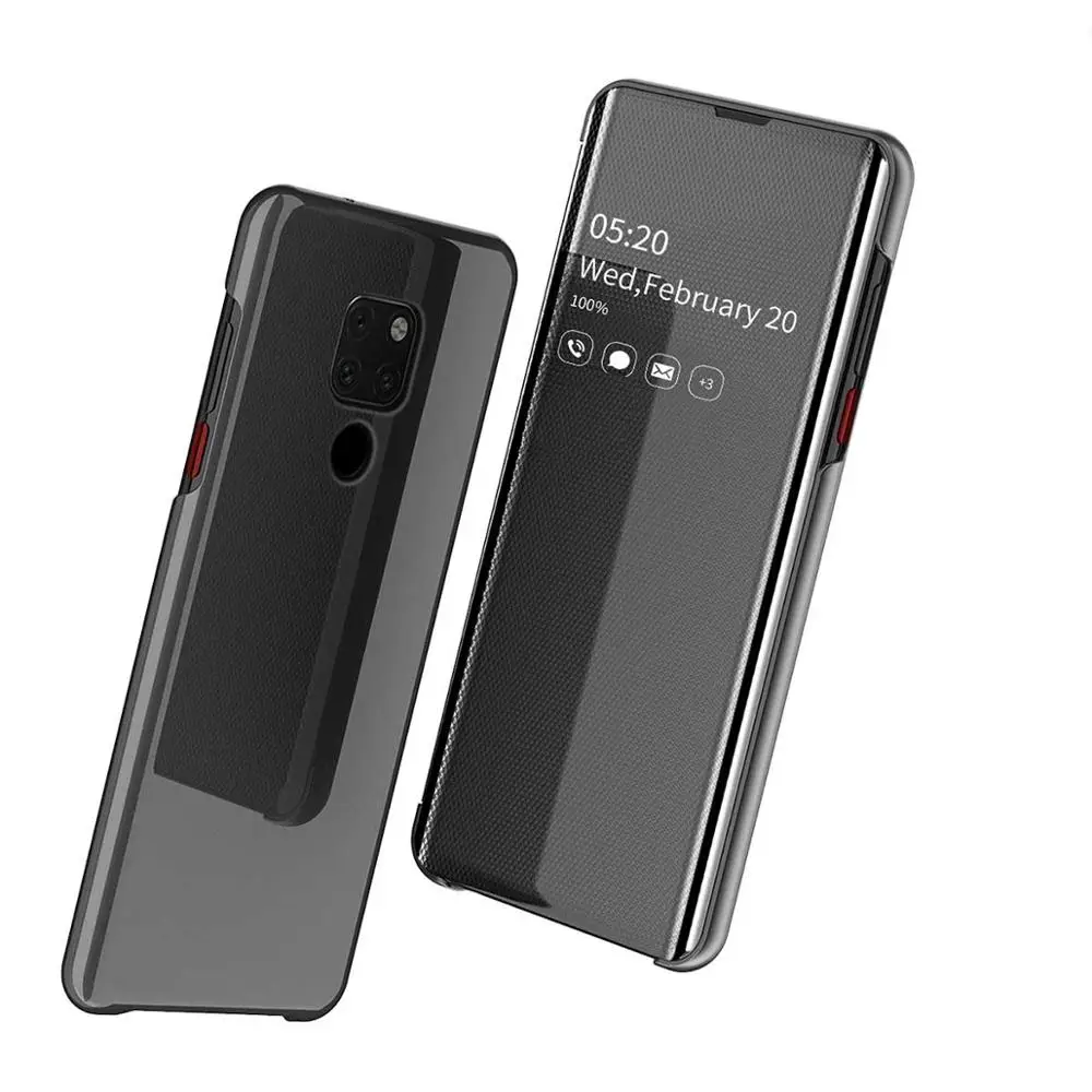 Умный зеркальный флип-чехол Lamorniea для huawei P30 Pro P30 Lite, чехол из искусственной кожи для huawei mate 20 Pro/mate 20 Lite/mate 20 - Цвет: Black