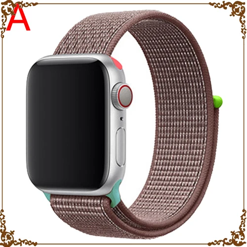 Smoke purple Ремешок для Apple Watch, ремешок для Apple Watch 5, 4, 44, мм, 42 мм, iwatch band 3, 2, 5, 42 мм, 38 мм, Спортивная петля, correa, нейлоновый ремешок для часов - Цвет ремешка: Smoke purple