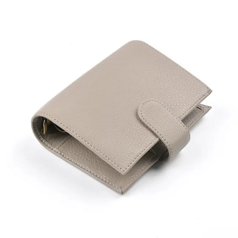 Yiwi Натуральная кожаные кольца Тетрадь A7(14,3x11,5 см) Размеры Связующего Повестки дня журнал органайзера дневник блокнот для скетчей и большими карманами - Цвет: no6
