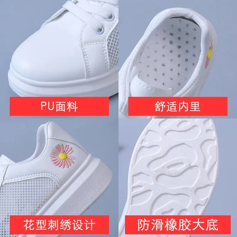 

New Autumn Fashion Breathable Women's Shoes Sneakers Mesh Comfortable Platform Shoes Women White Shoes Flower Casual Shoes