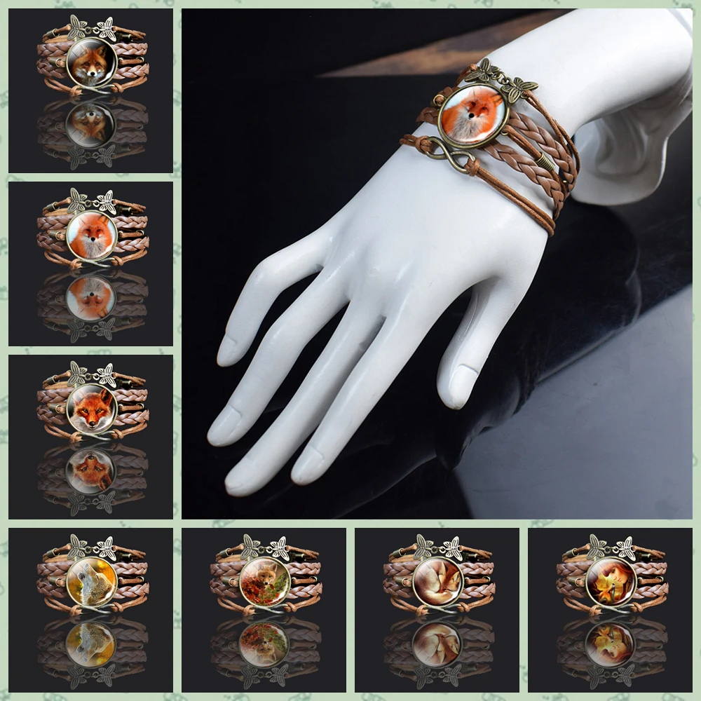 Браслет ручной работы с изображением милой лисы для женщин и мужчин подарки