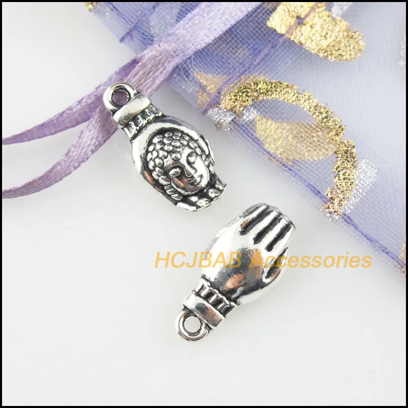 Новый 18 шт. Тибетский серебристый цвет ладони рук талисманы Будда Подвески 9x18mm |