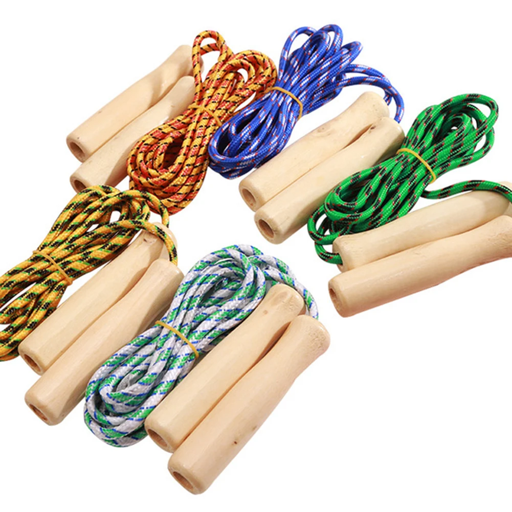 

Kids Student Wooden Handle Colorful Braiding Skipping Rope Sports Fitness Tool