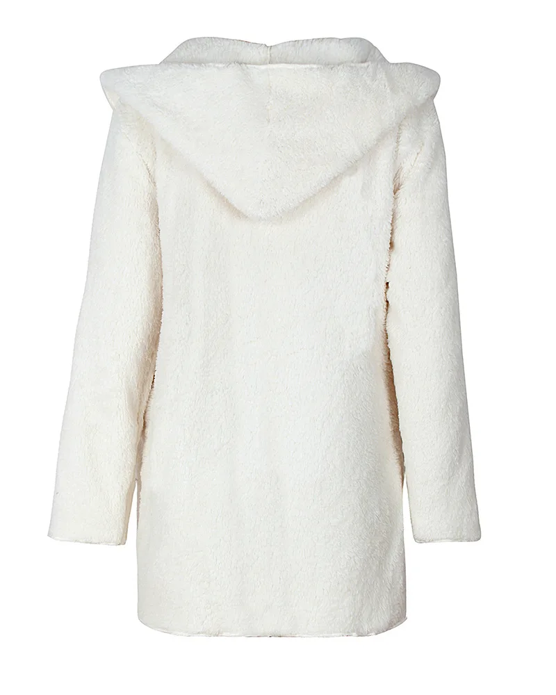 Autumn Winter Plush Fluffy Women Long Coat 2019 Streetwear Hooded Pockets Female Outwear Tops Casual Faux Fur casaco feminino | Женская