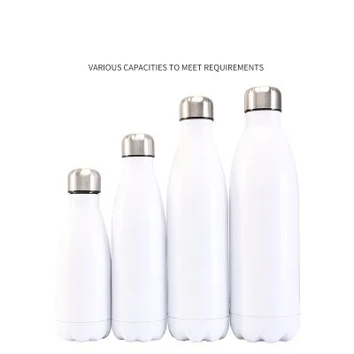 White 350/500/750/1000 мл с двойными стенками Творческий BPA бесплатно колы бутылки воды Нержавеющая сталь пива Чай Кофе Портативный Спортивная Герметичная Бутылка - Цвет: White
