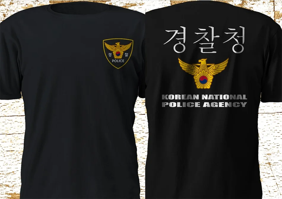 

New Korean National Police Agency Knpa Army South Korea Black 100% Cotton Men 2020 Summer Cheap Sale Pre-Cotton Men'S T Shirt