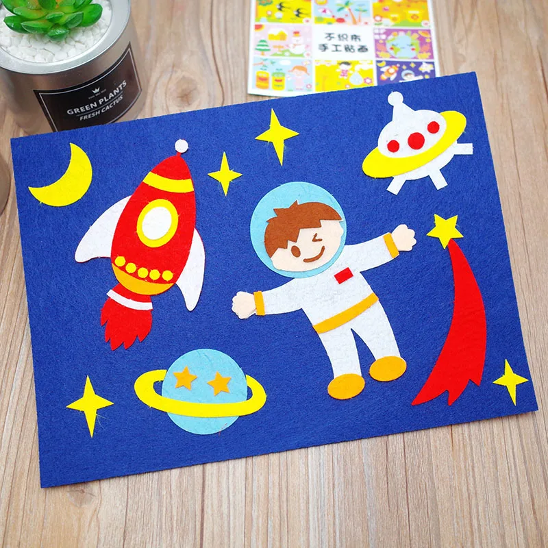 

1Pcs Children Toys DIY Kindergarten Non-woven Educational Toys Creative Montessori Teaching Aids 3D Art Puzzle Stickers Toys