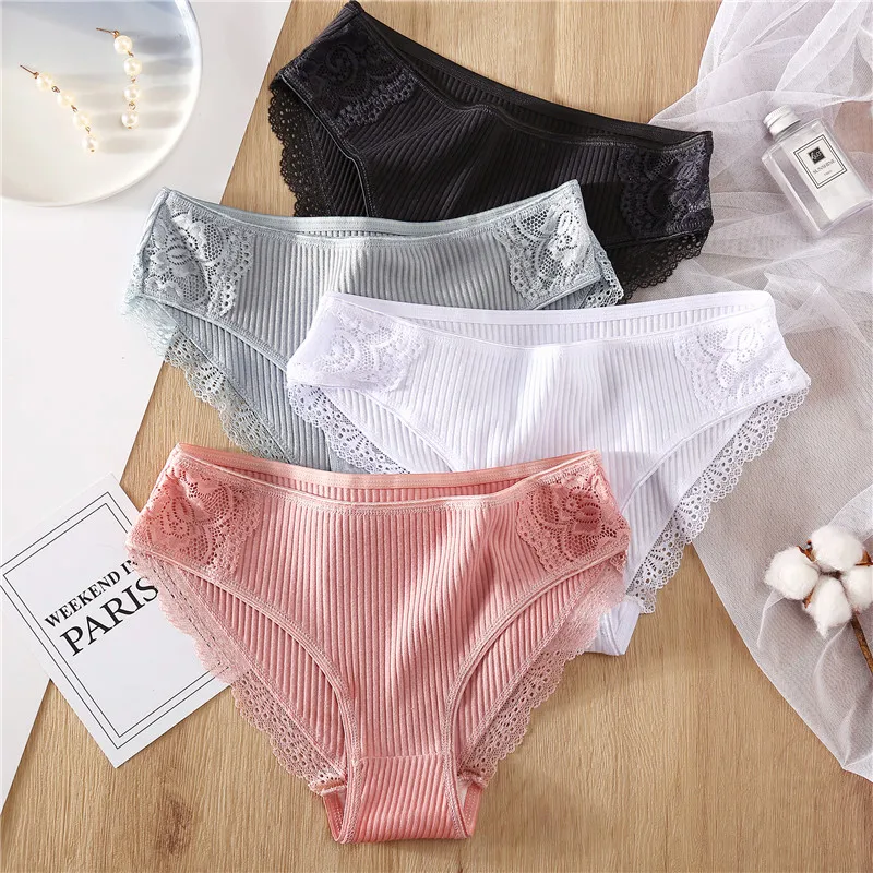 FINETOO M XL женские хлопковые трусы сексуальные кружевные низкая посадка для девочек