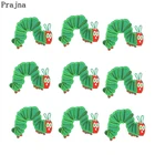 Prajna 10 шт. нашивки с гусеницей на одежду, милая мультяшная вышивка, термоклейкие нашивки на одежду, наклейки сделай сам, аппликация, оптовая продажа