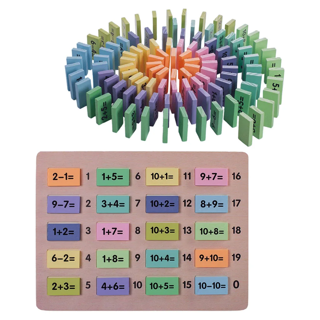 Educational Toy Wooden Math Toys Children Dominos Game Funny Gifts for Kids