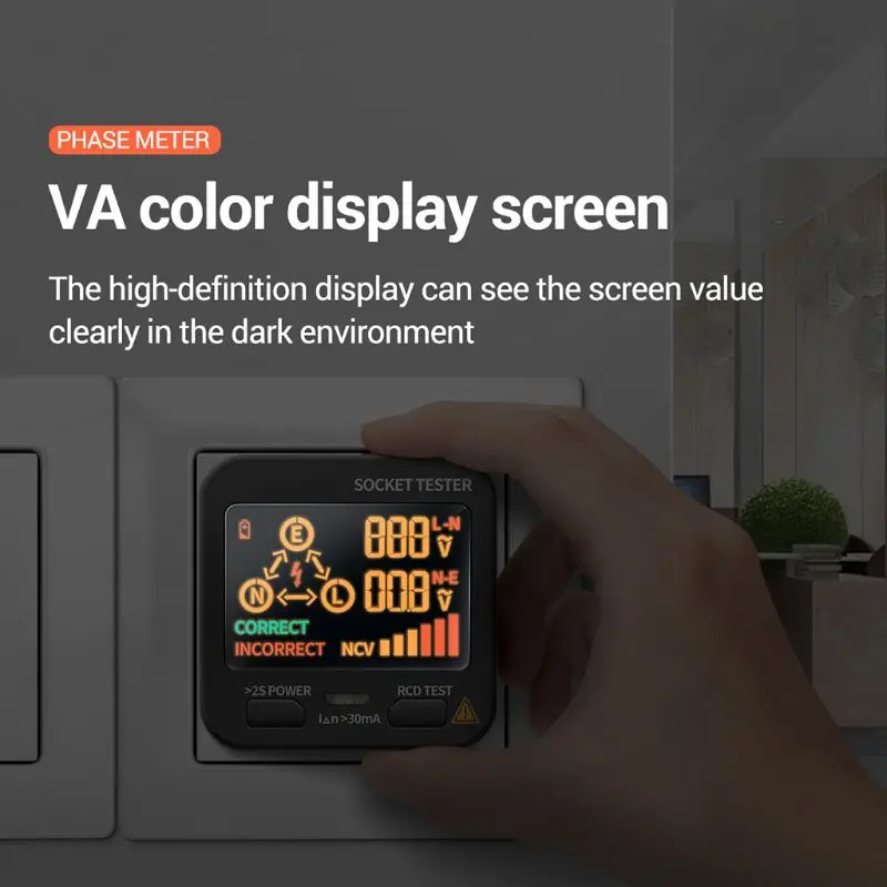 

Socket Tester Pro Voltage Test Socket Detector US UK SA AU EU Plug Ground Zero Line Plug Polarity Phase Check AC11