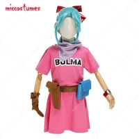 kids girls bulma cosplay costume child dress full set with headwear gloves holster set