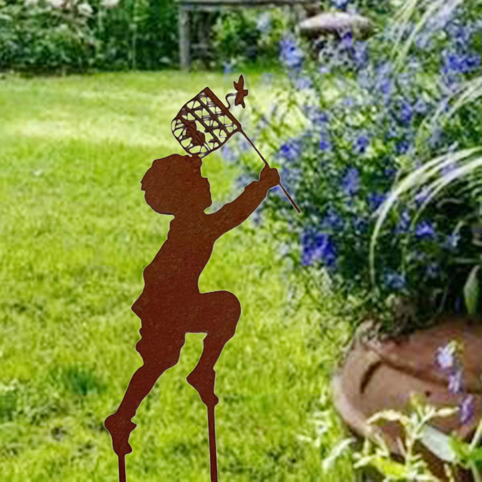 

Exquisite Children Silhouette Figurine Garden Yard Outdoor Sculpture Statues Garden Stake Rustic Landscape Decoration Ornament