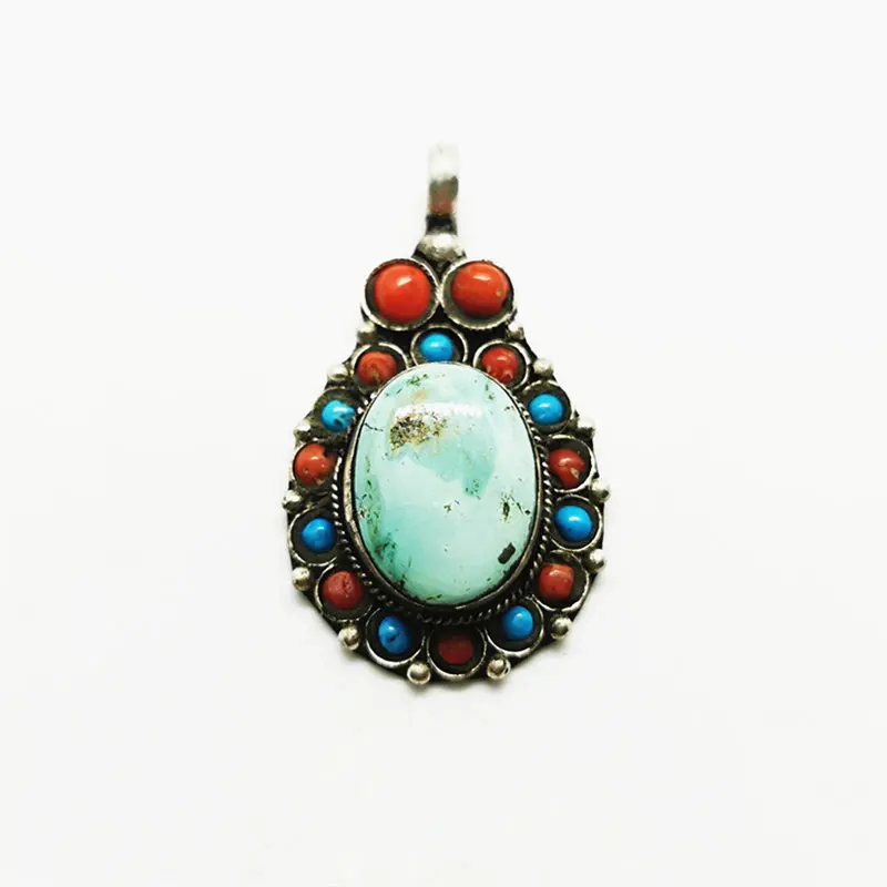 Тибетские кулоны Медная Инкрустация улучшенная бирюза Непальские Винтажные