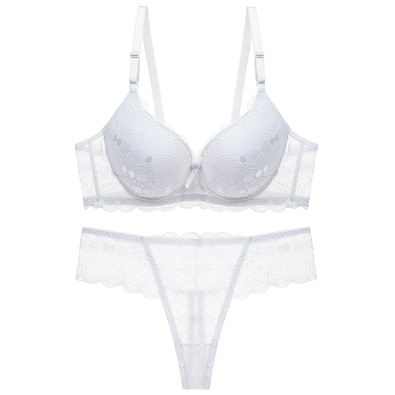 

Push Up Bras Panty Underwear Back Closure Lace Bra Set Women Underwire Female Thong Sets 34 36 38 40 42 Small Breast Cup A B C