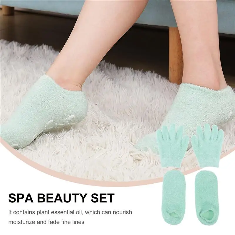 

4Pcs Gel Moisturizing Spa Gloves and Cracked Dry Skin Socks for Women Girls