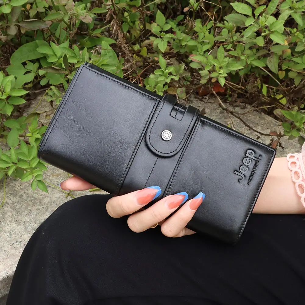 Женский кошелек из натуральной кожи RFID блокирующий Длинный чехол для монет