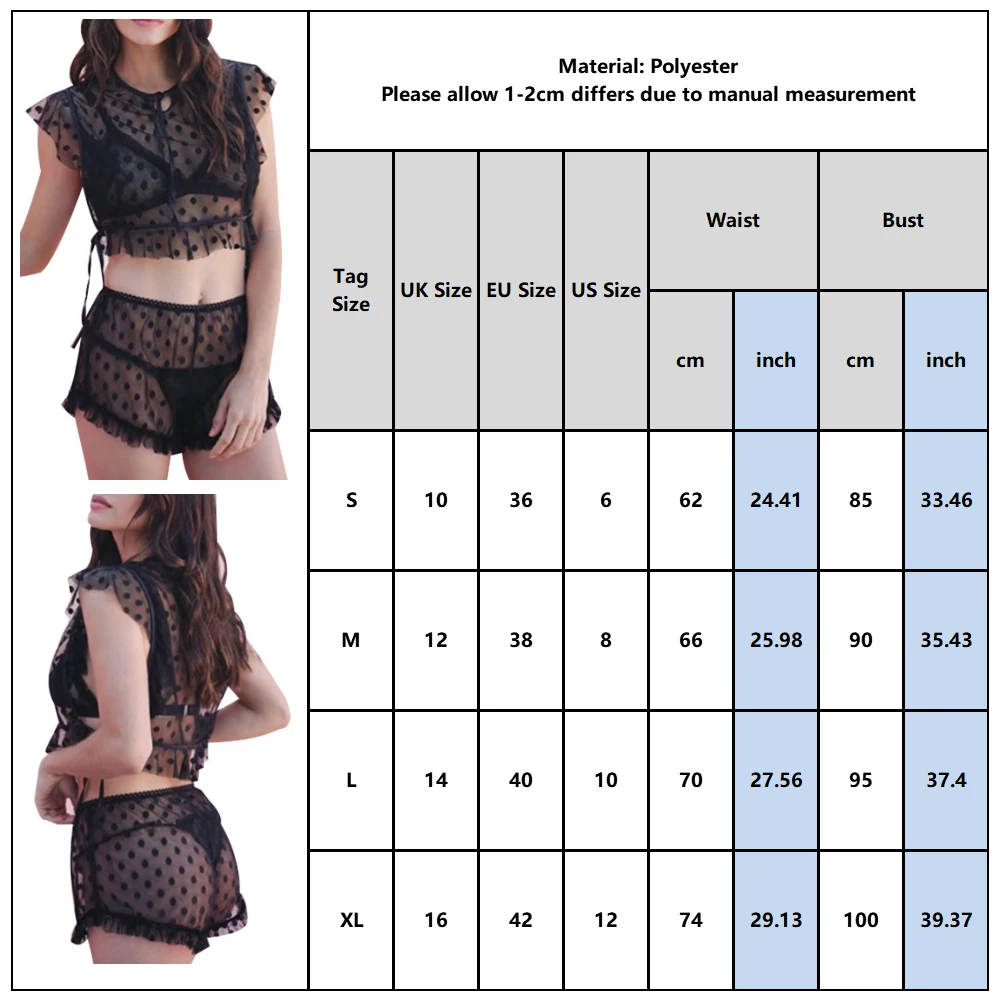 Женский комплект нижнего белья с принтом в горошек сексуальное прозрачное