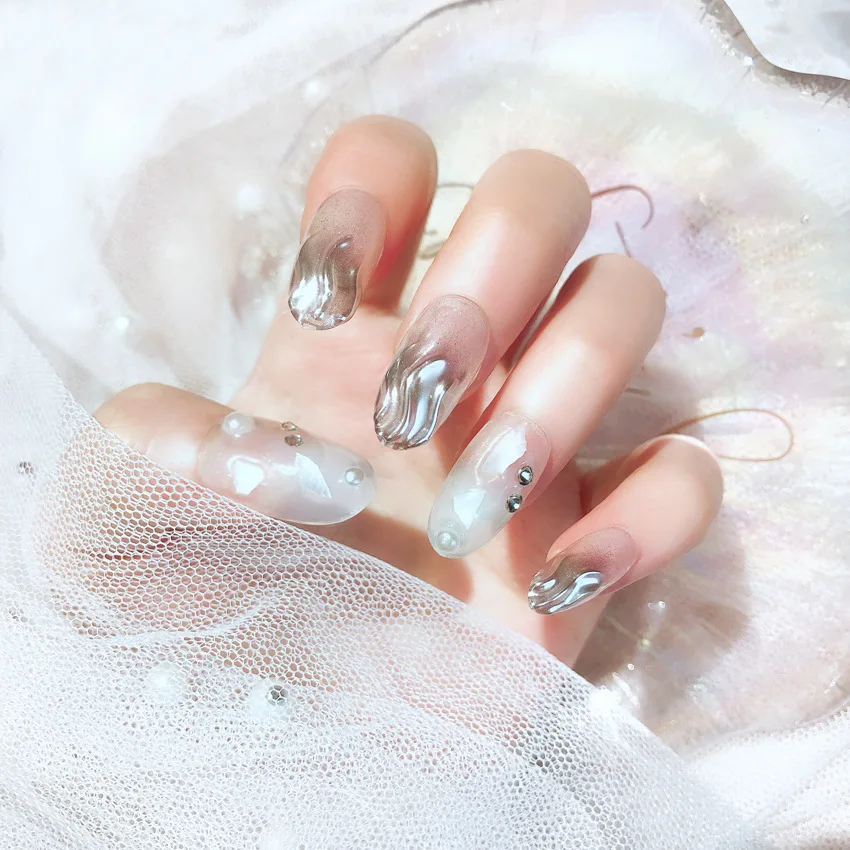 

High Quality New Fashion 24pcs/box Wave Shell Nail Sheet Phototherapy Nail DIY Nail Art Jewelry Decorative Accessories